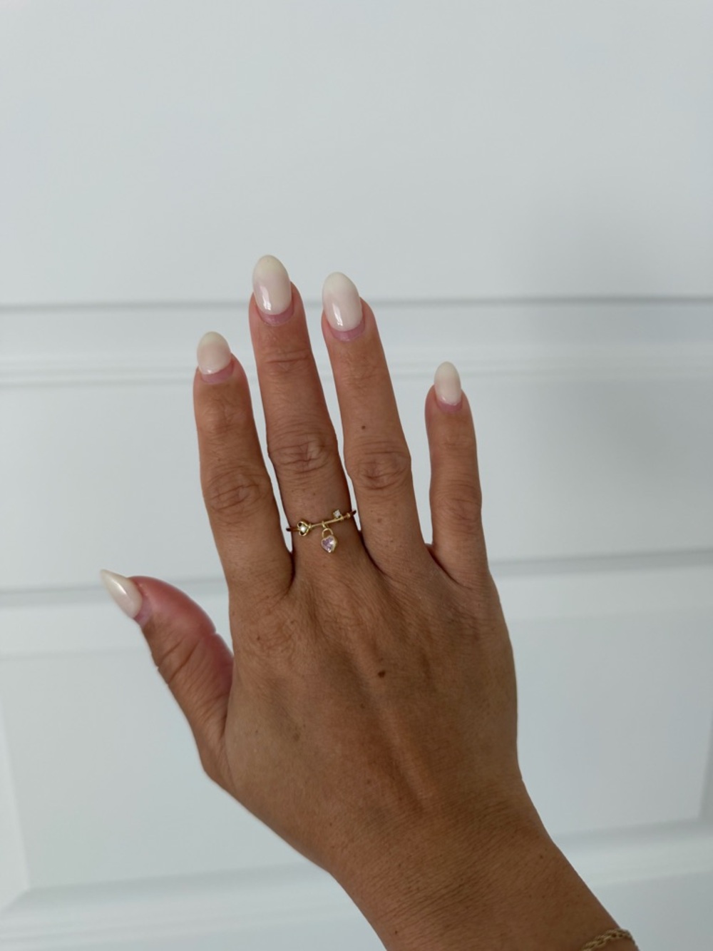 Gold Ring with Pink Heart Charm